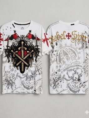 Rebel Spirit White and Red Graphic Tee